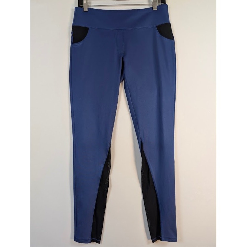 NWOT Chase 54 Ankle Leggings Womens Small Royal Blue Black Mesh Panels